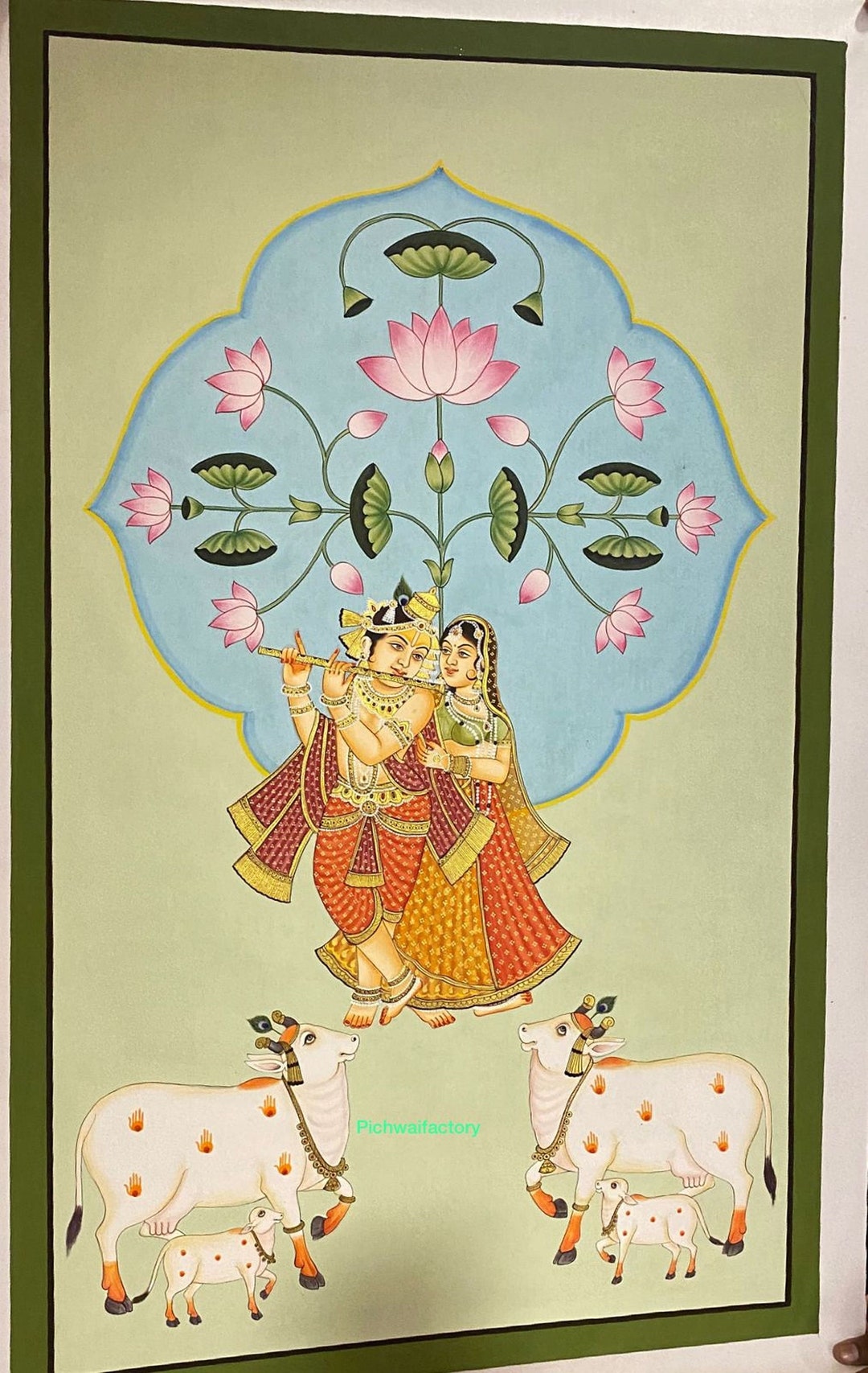 Radha Krishna Pichwai Painting Hand Painted on Cloth Pichwai Art Home