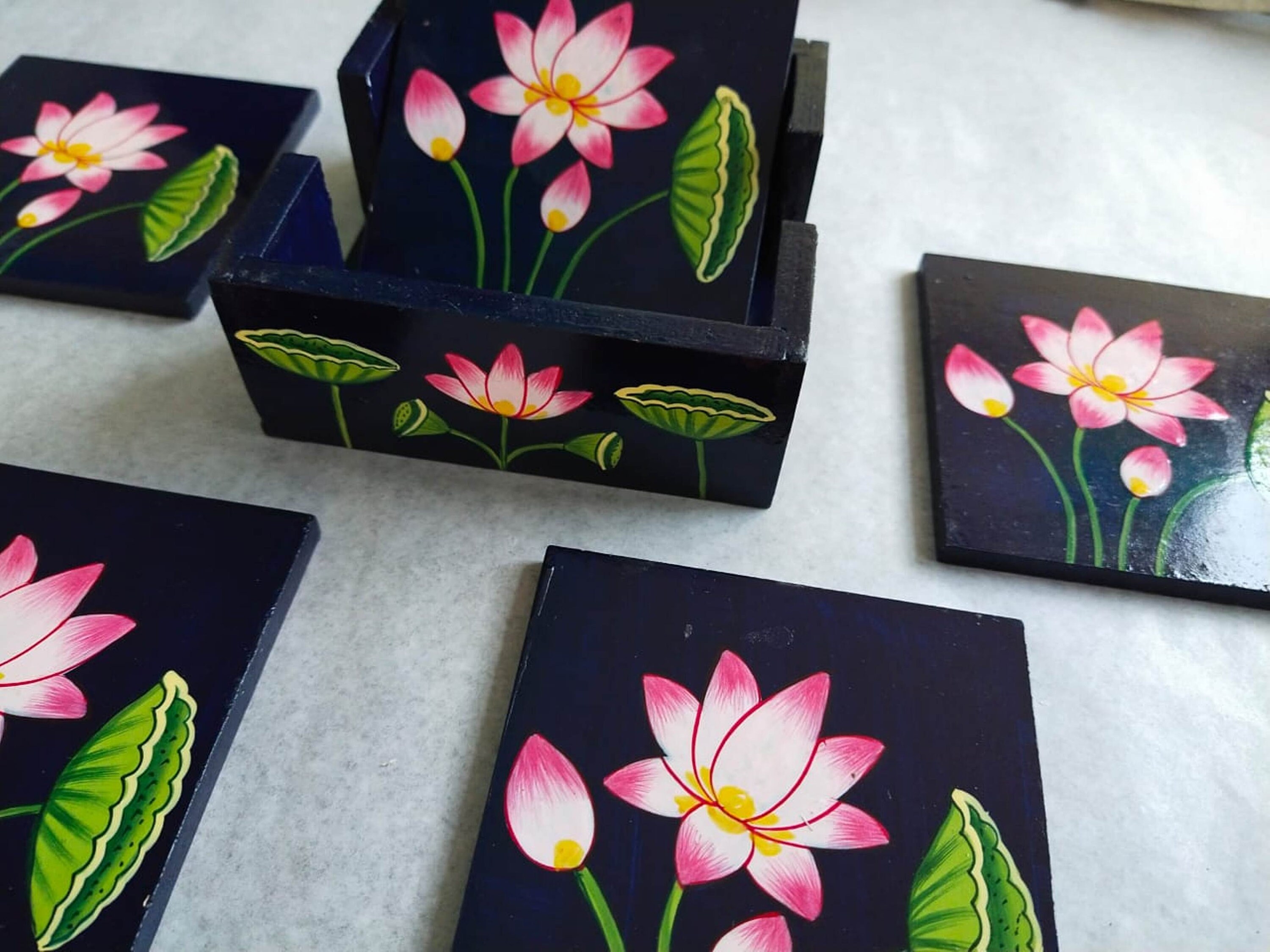 Beautiful Tea Coaster Set in Pichwai Style Hand Painted Etsy