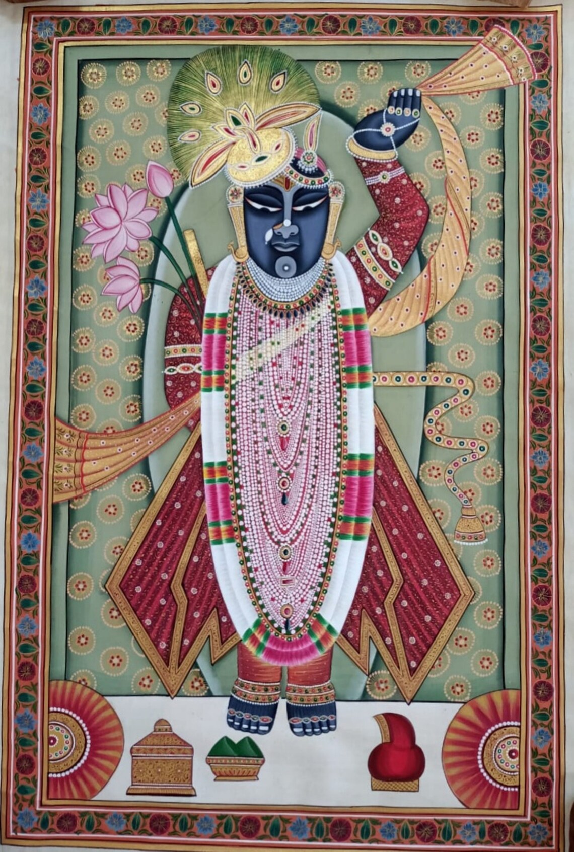 Pichwai Painting Darshan Of Shrinathji Hand painted on cloth Etsy