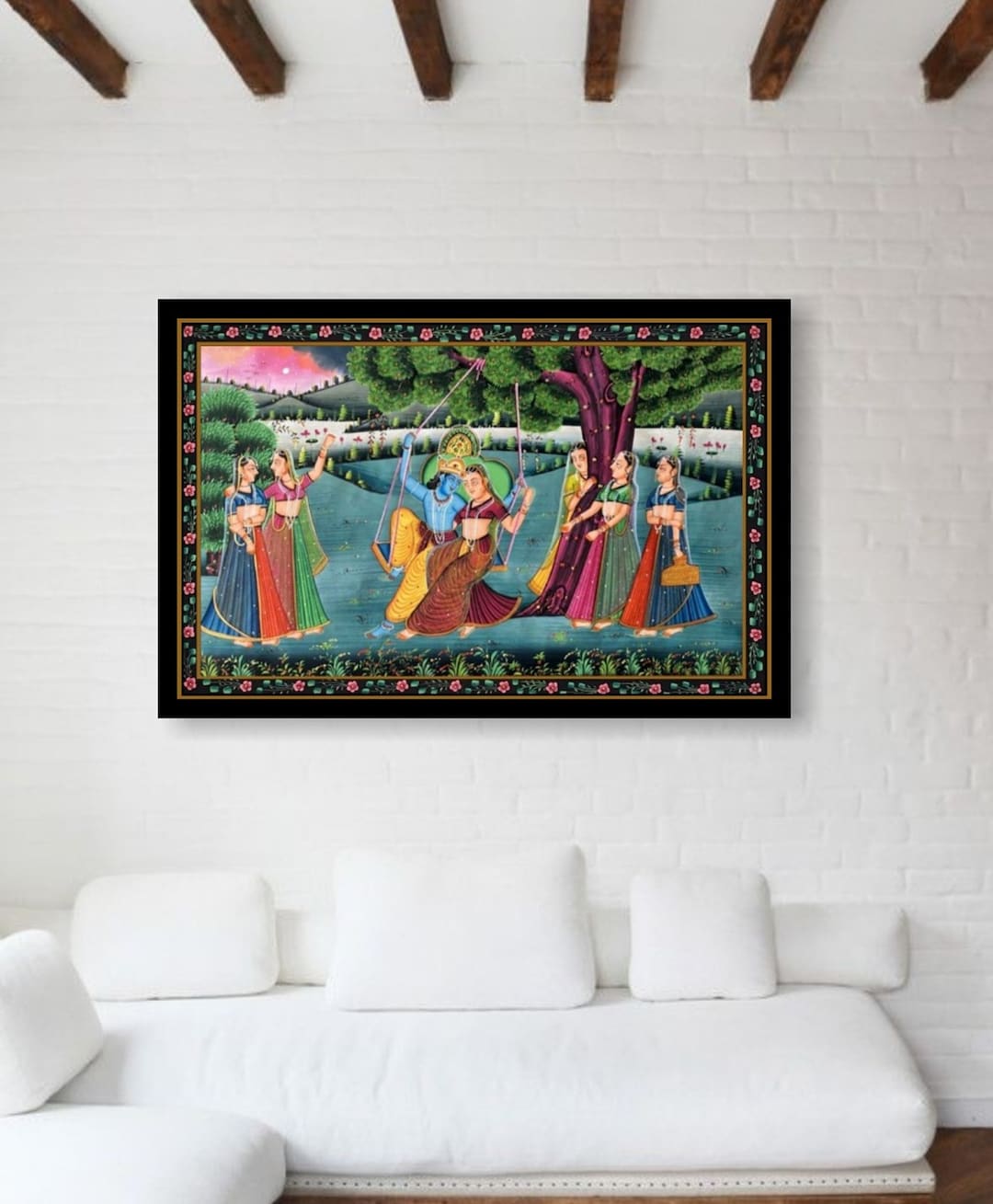 Radha Krishna Pichwai Painting Hand Painted on Cloth Pichwai Etsy