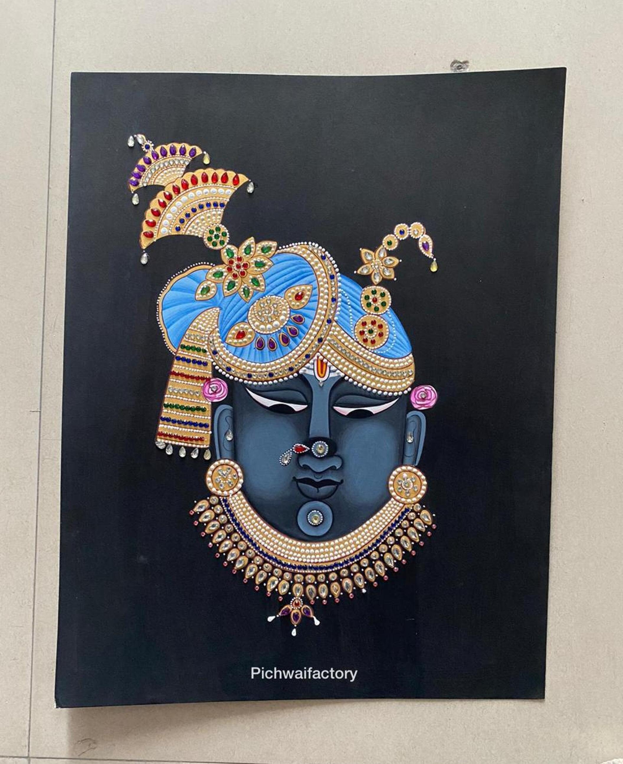 Shrinathji Pichwai Painting Mukharvind on Paper Embosed Work - Etsy Sweden