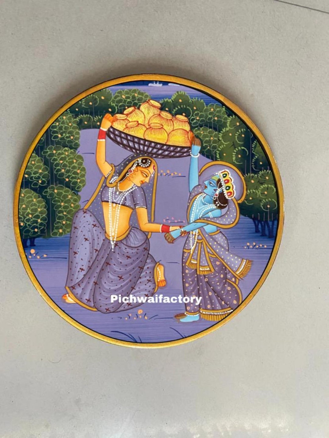 Radha Krishna Pichwai Painting on Wall Decor Decorative Artwork Etsy