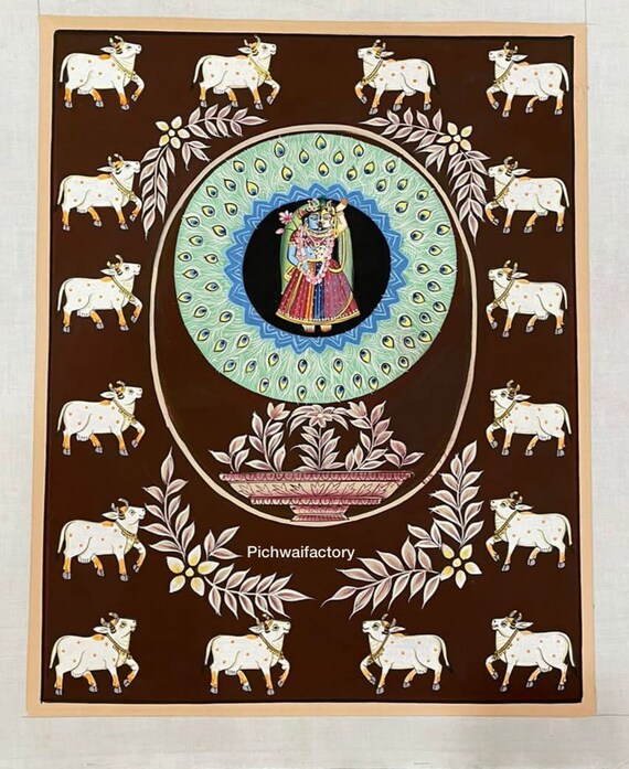 Radha Krishna Pichwai Painting Hand Painted on Cloth Pichwai Etsy