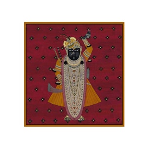 Pichwai Painting Darshan Of Shrinathji Hand painted on cloth