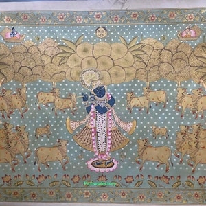 Hand Painted Pichwai Painting: Lord Shrinathji Indian Art (2 X 3 feet)