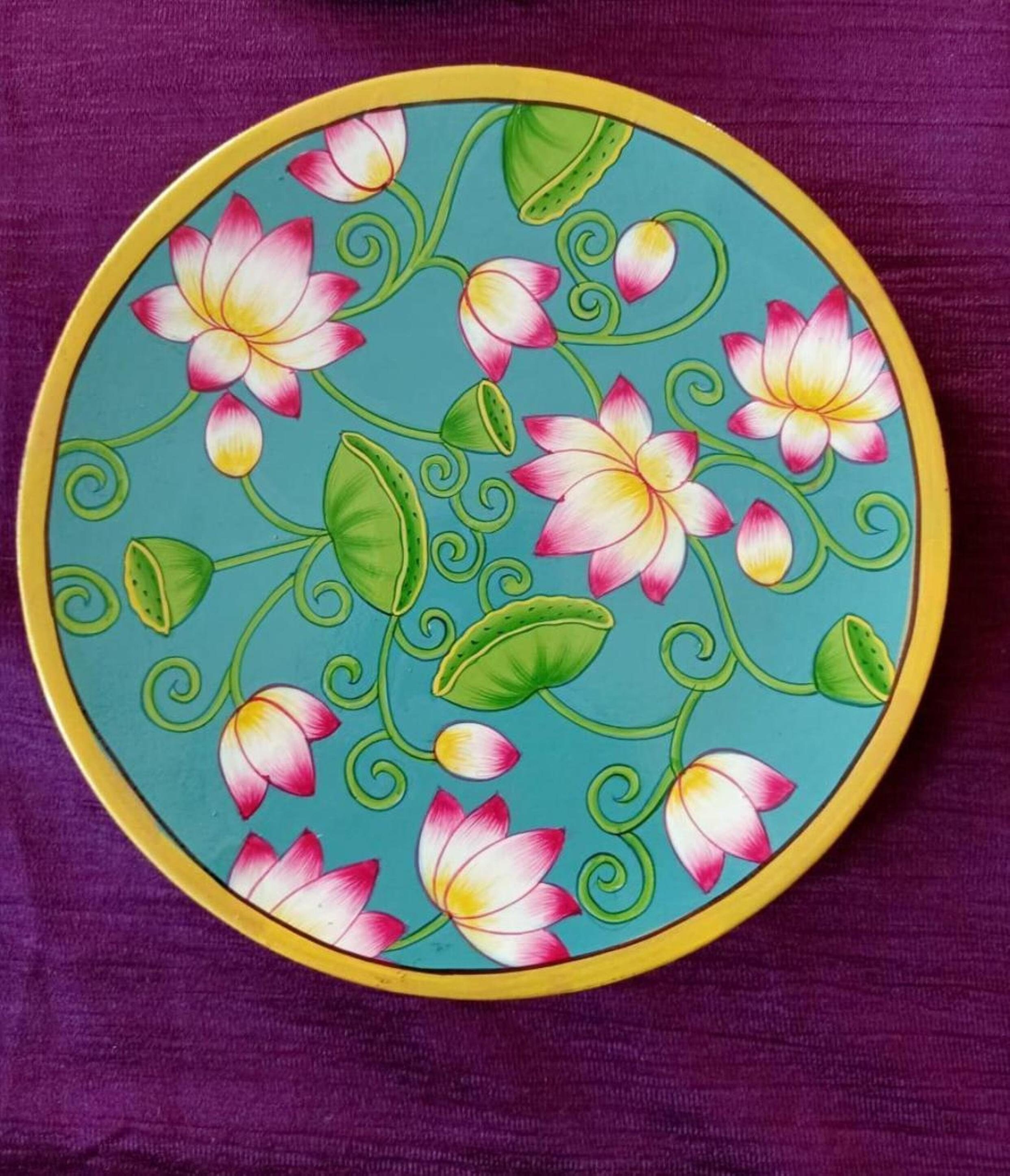 Wooden Pichwai Wall Plate Hand Painted Wooden Plate Home Etsy