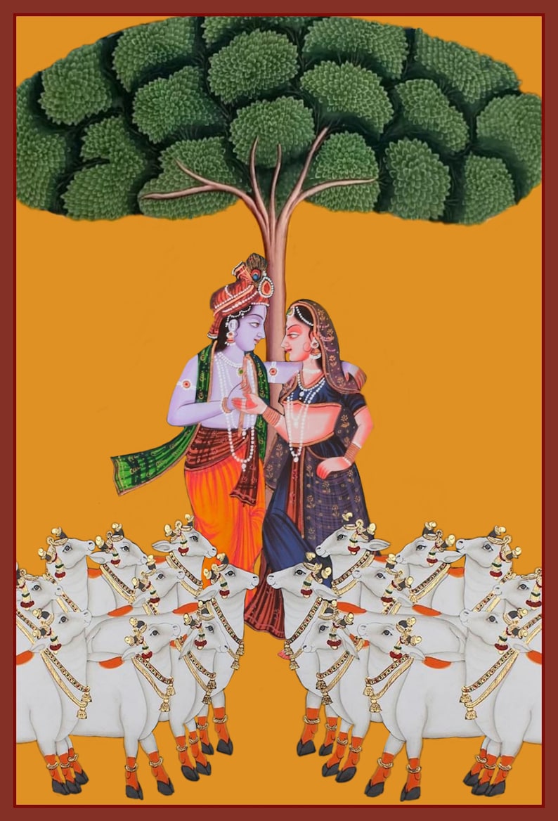 Radha Krishna Pichwai Painting Hand Painted on Cloth Pichwai Etsy