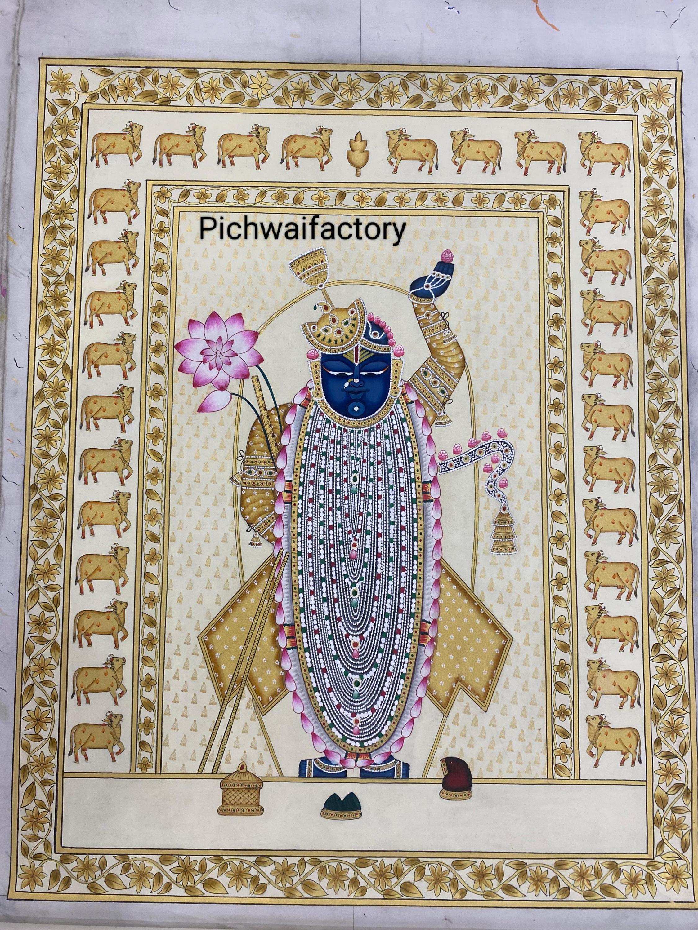 Shrinathji Pichwai Painting: Traditional Rajasthani Home Decor Wall Art ...