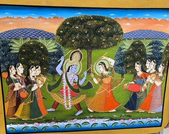 Radha Krishna Pichwai Painting Hand Painted On Cloth Pichwai Art Home Decor Indian Art