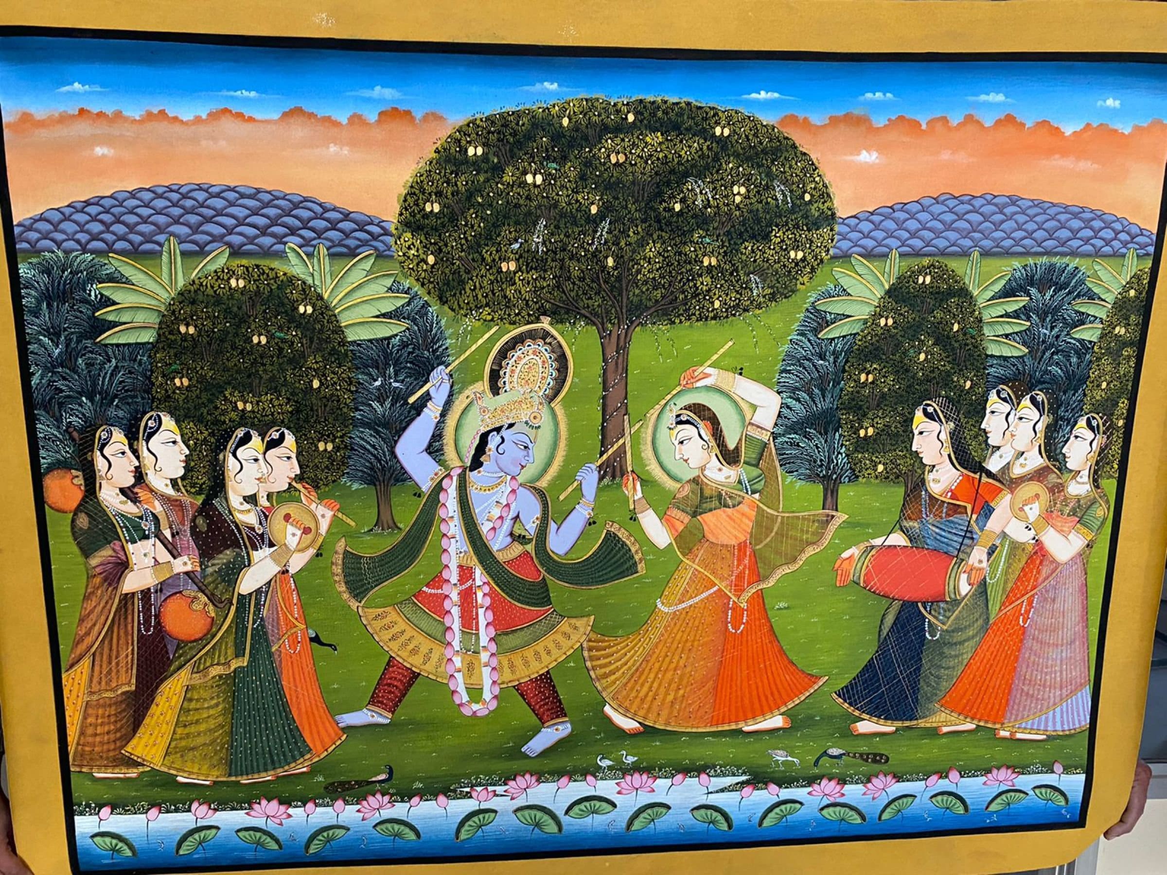 Radha Krishna Pichwai Painting Hand Painted on Cloth Pichwai Etsy