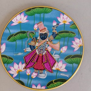 Pichwai Painting on wall decorative hanging plates handpainted shrinathji Painting