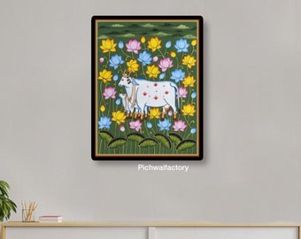 Indian Painting Pichwai Art Cow Painting on cloth hand painted