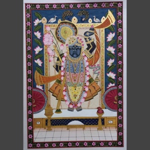 Pichwai Painting Shrinathji Darshan Hand Painted on Cloth Indian Art Home Decor