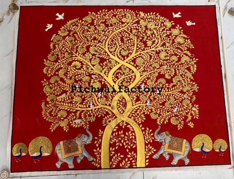 Tree of Life Pichwai Painting Indian Folk Art Wall Art - Etsy