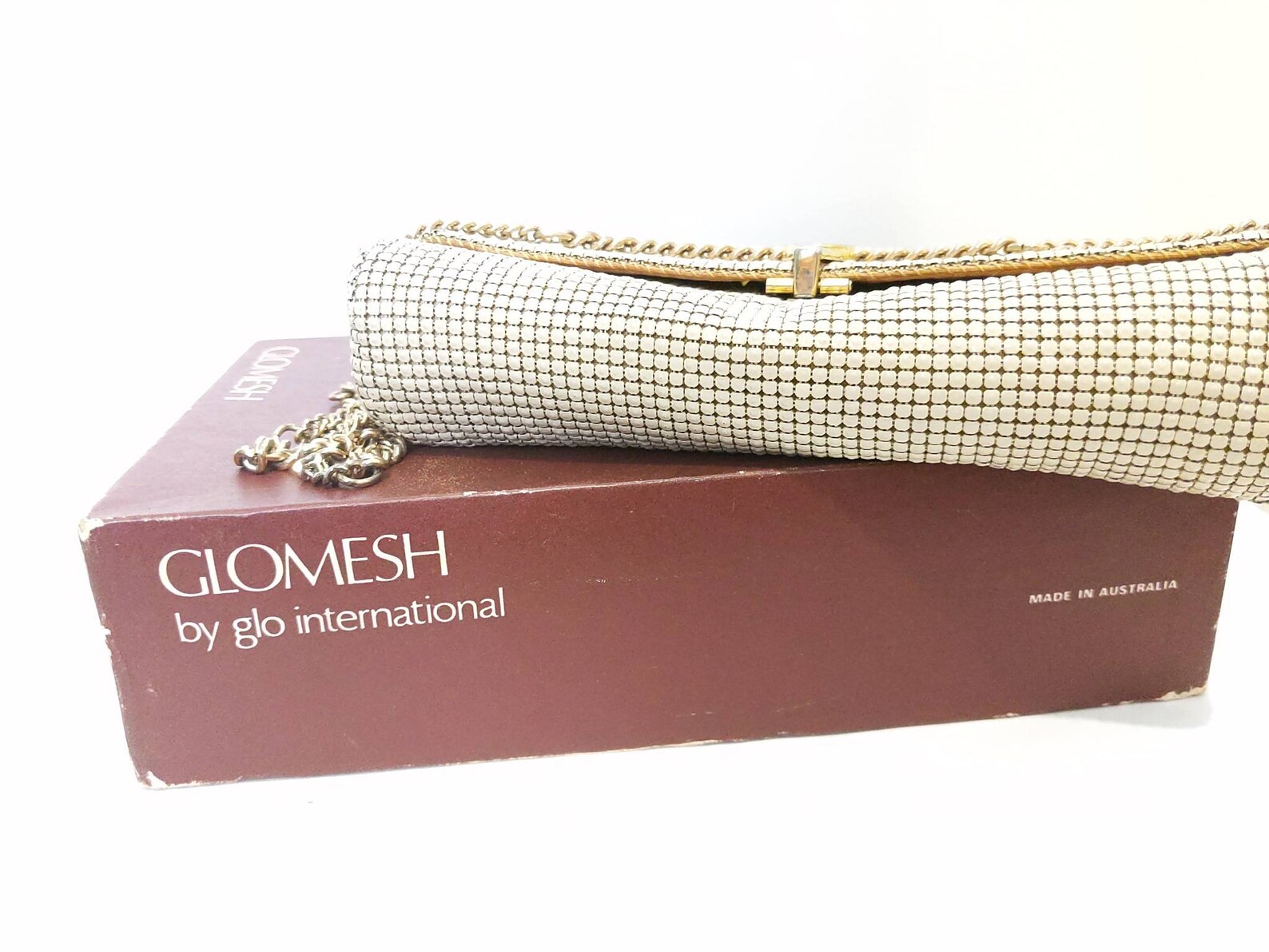 Vintage Bone Cream Glomesh Bag in Box Etsy Australia