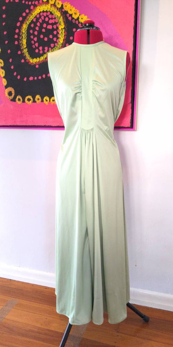 1970's Mint Green Wide Leg Jumpsuit