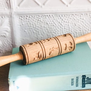 Vintage Embossed Wooden Rolling Pin