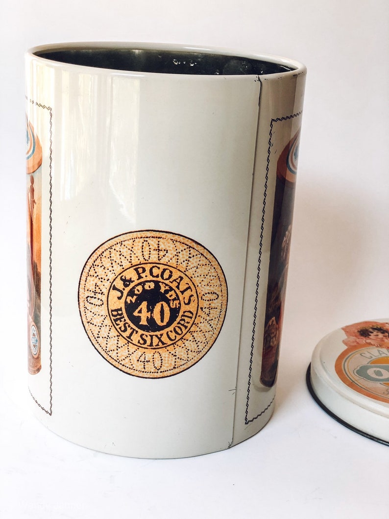 Lovely Clarks Spool Cotton Lidded Tin Canister.