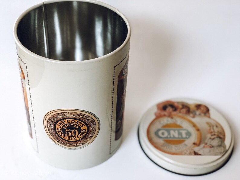 Lovely Clarks Spool Cotton Lidded Tin Canister.
