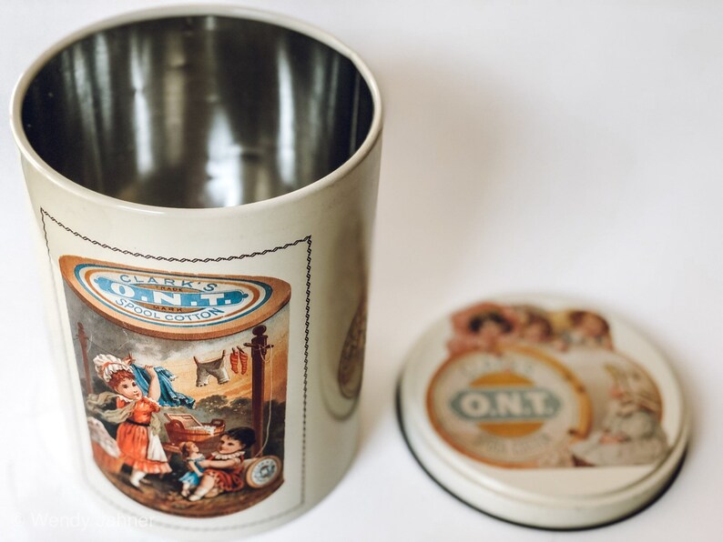Lovely Clarks Spool Cotton Lidded Tin Canister.