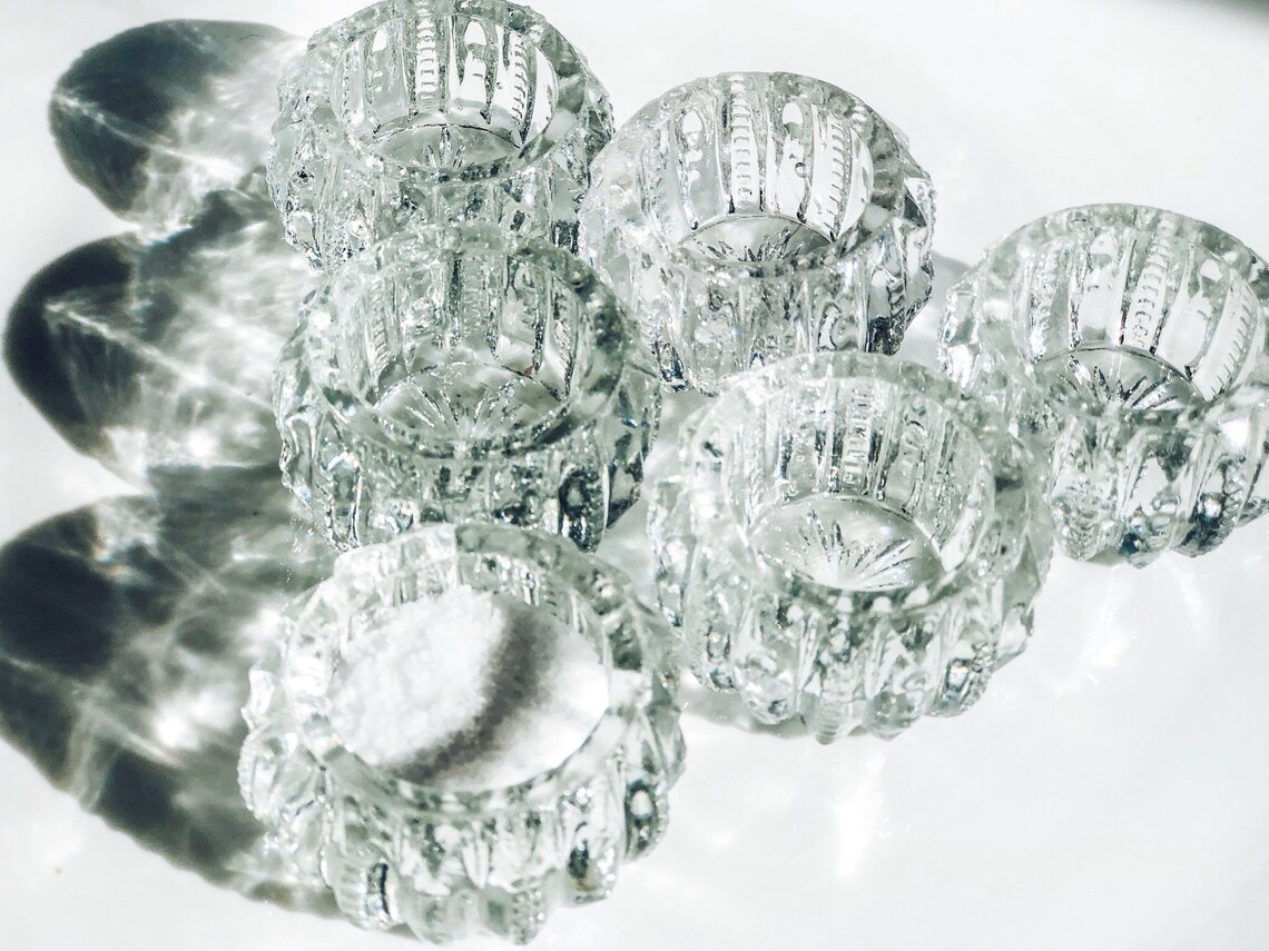 Vintage Cut Crystal with Starburst Pattern Salt CellarsSet of Etsy