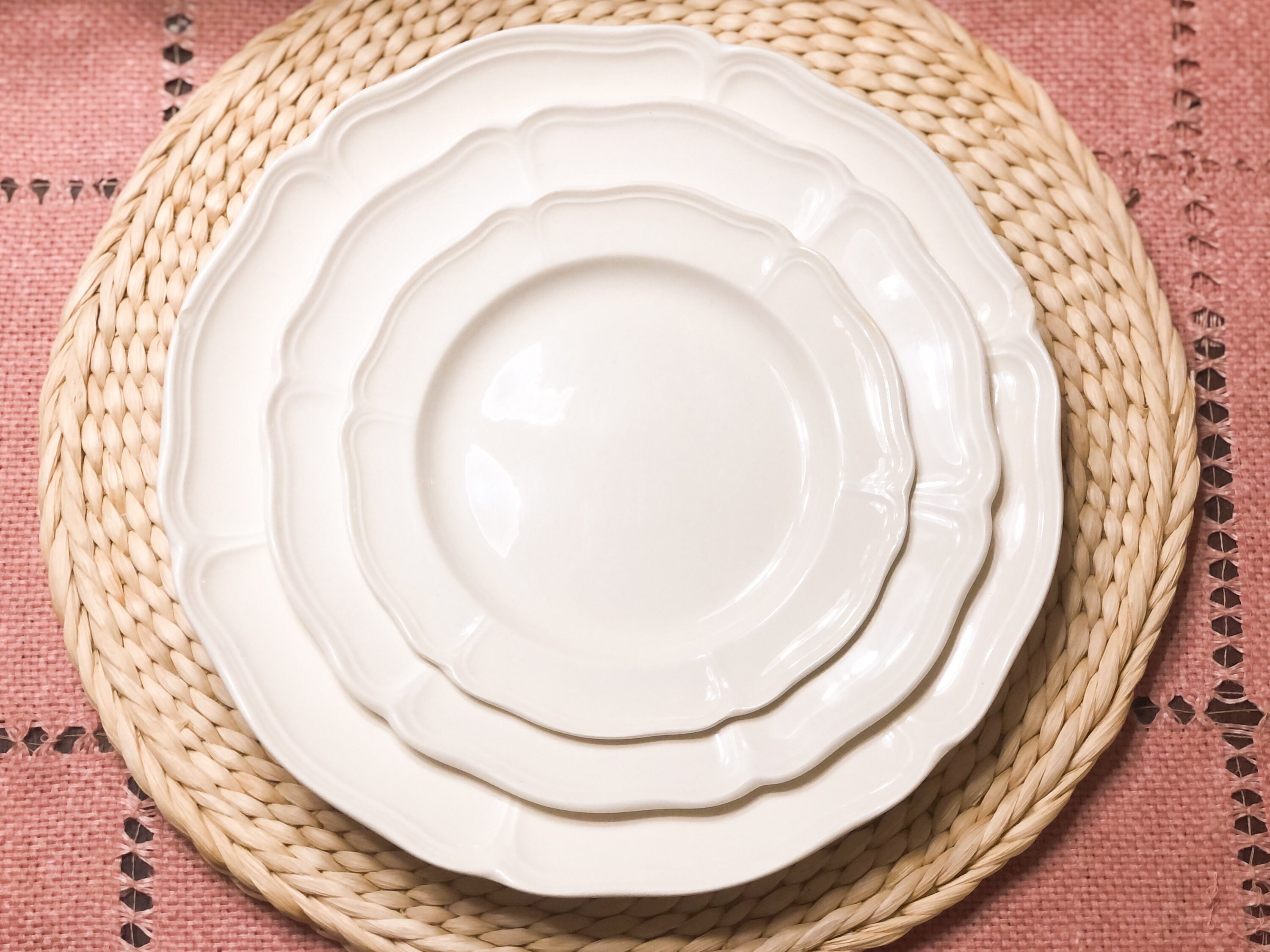 Vintage Ironstone Bread and Butter Plates with Pastel Border Home