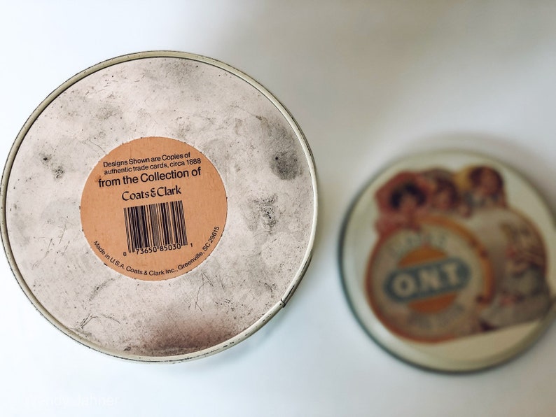 Lovely Clarks Spool Cotton Lidded Tin Canister.