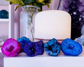 Dyed Quartz Geode Crystal Caves - Pink, Purple, Green + Blue / Purify Negativity, Enhance Concentration & Positivity / Calms Atmosphere