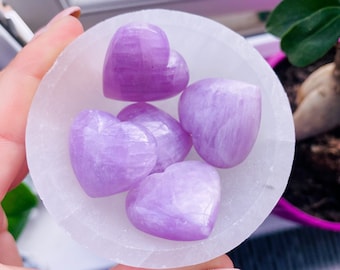Kunzite Medium Crystal Hearts / Connects You To The Universe / Reduces Stress, Depression & Panic Attacks / Encourages Self Expression