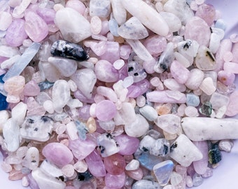 Mermaid Mix Crystal Chips / Ethically Sourced / Kunzite, Rainbow Moonstone + Morganite / Inspiring Love, Inspiration & Compassion