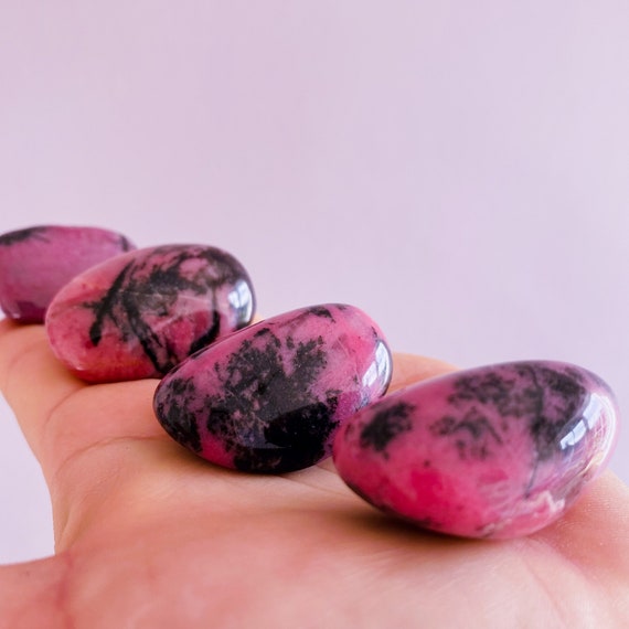 XL Rhodonite Grade A Crystal Polished Tumbles / Clears Emotional Scars & Lets You Move Forward / Mental Balance / Good For ME, Schizophrenia
