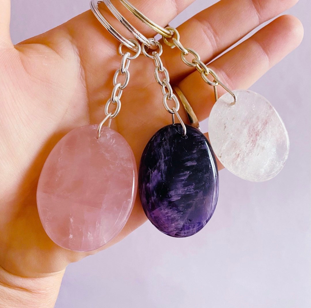 Crystal Keyrings / Choose Your Favourite / Amethyst, Rose