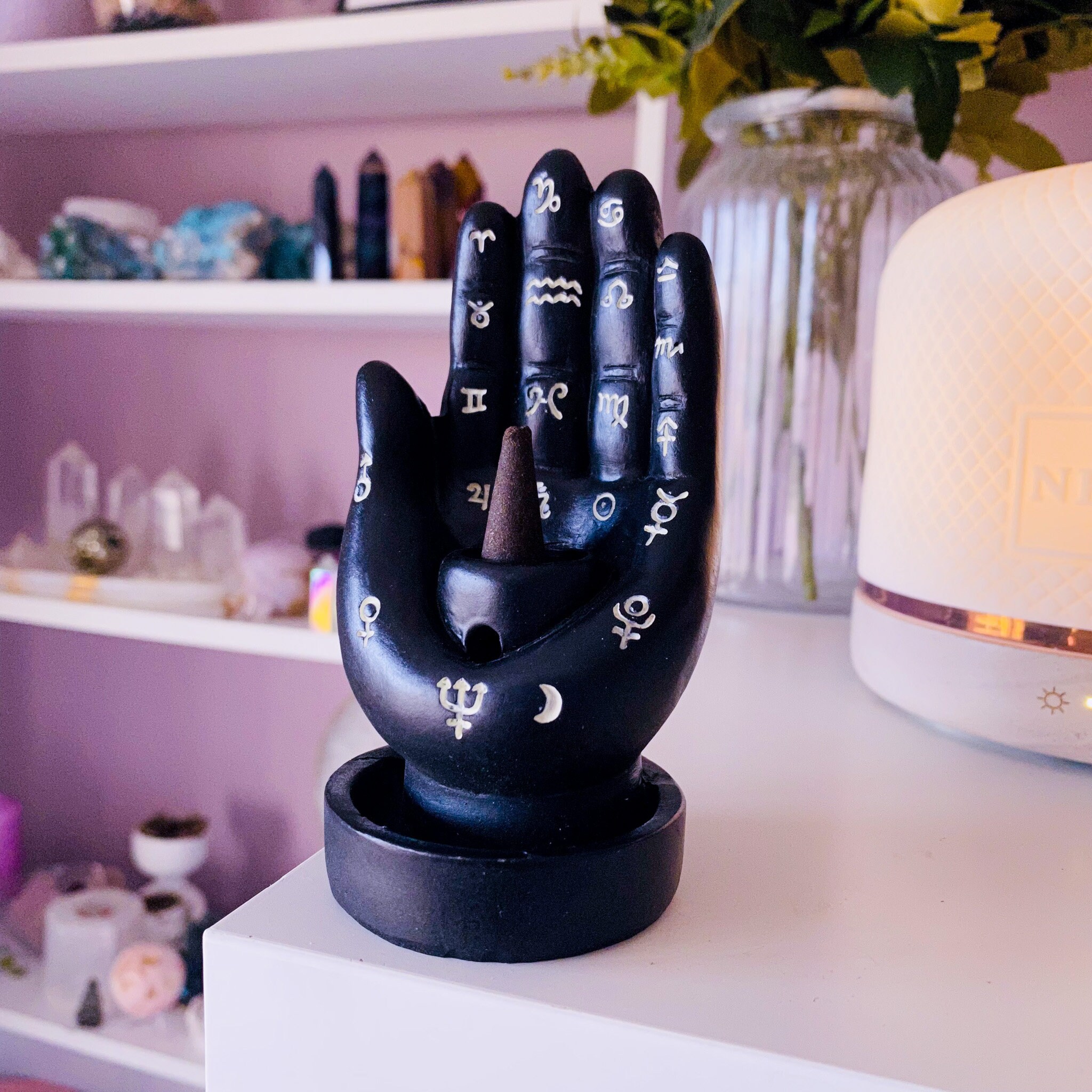 Mantric Black Hand Incense Cone Holder With Free Incense Cones