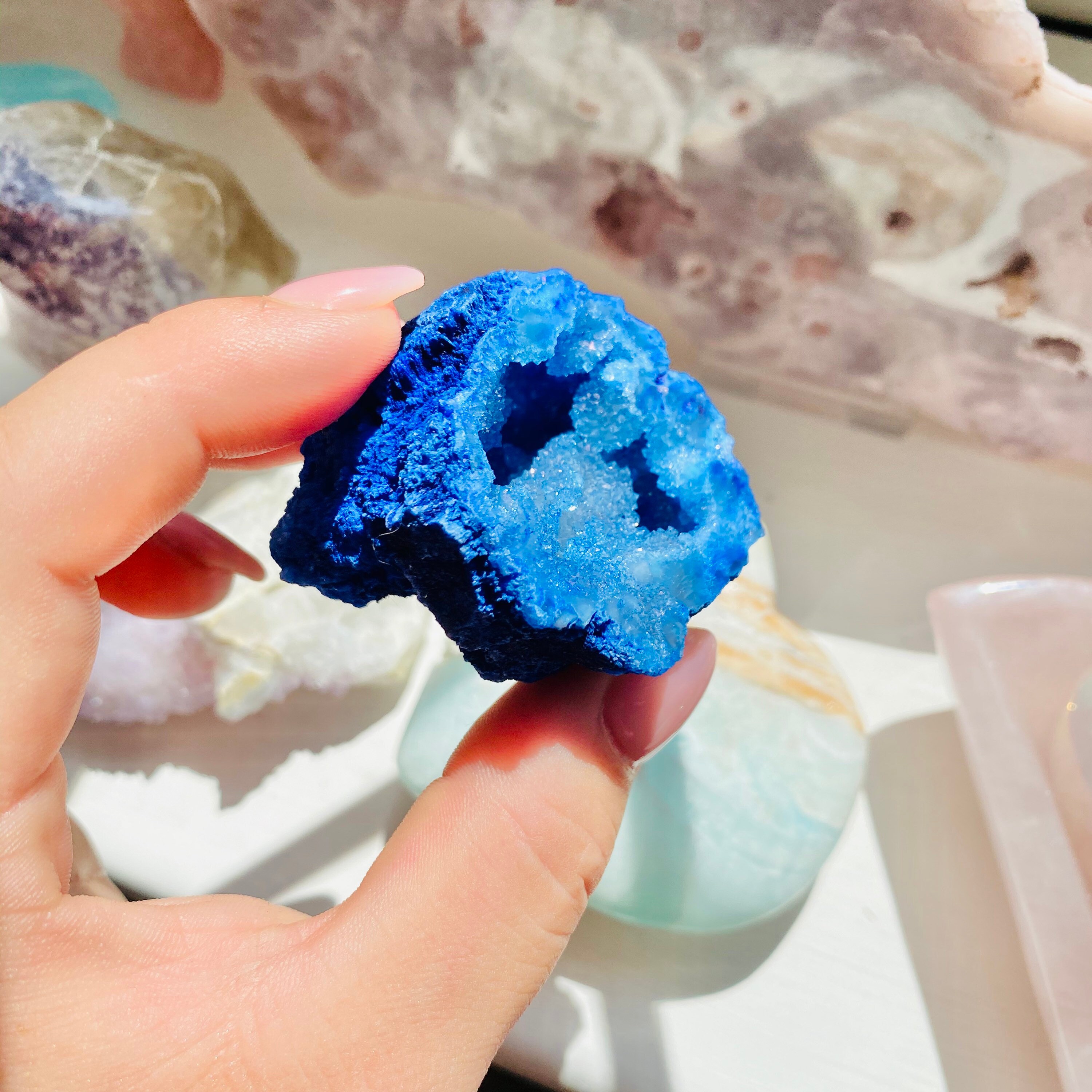 Small Blue Quartz Geode Crystal Specimen ‘A’ / Purifies Negativity