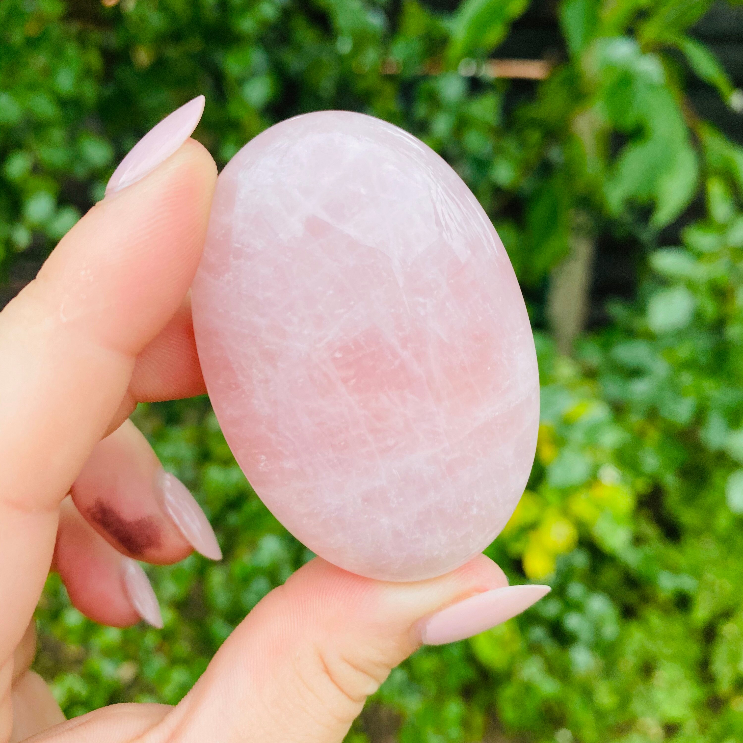 Medium Rose Quartz Polished Palm Stone Crystal / Encourages Self Love