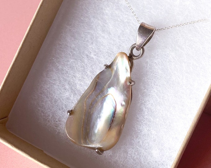 Sterling Silver Abalone Shell 18” Necklace / Brings Peace, Compassion & Love / Good For People Who've Suffered Trauma In Their Lives /