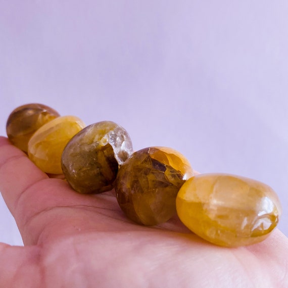 Golden Healer Large Crystal Stress Balls / Good For Manifestation / Motivating / Good For ADD + ADHD / Strengthens Will Power / Happy Stone