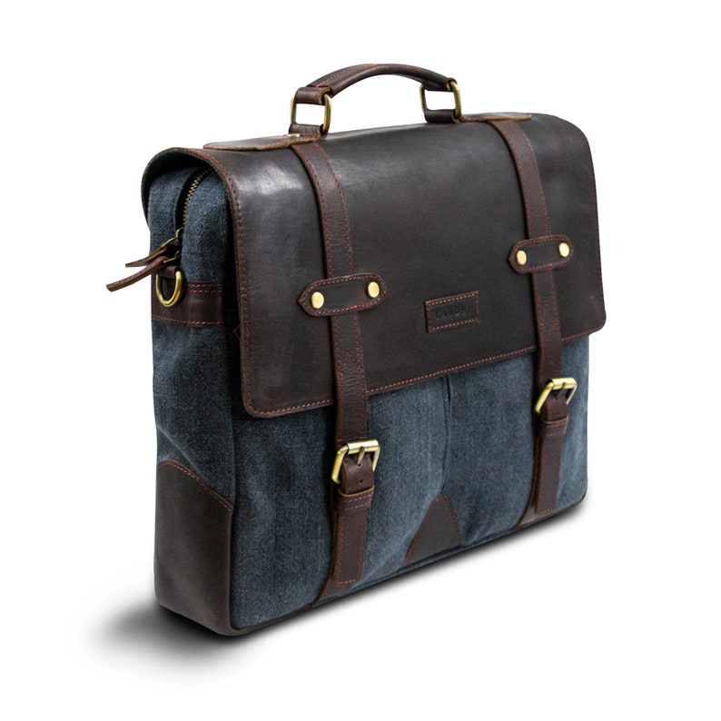 Monogrammed Laptop Bag, Jute and Leather, Messenger Bag, Men Briefcase, Custom Gift for Him, Protective Computer, MacBook 15 , Handcrafted image 1