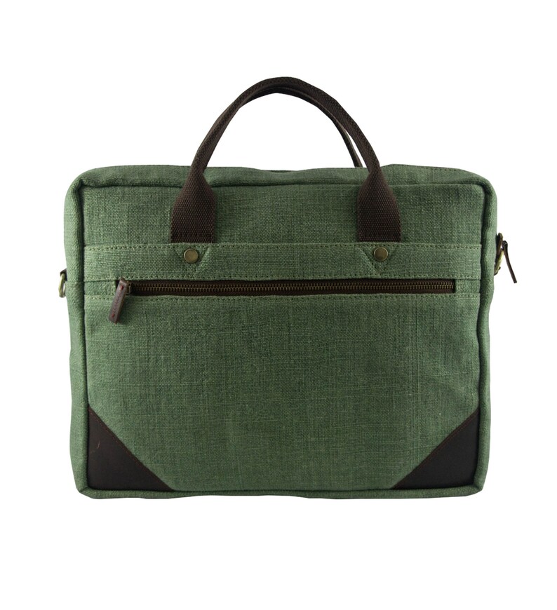 Monogrammed Laptop Bag Jute and Leather Messenger Bag Men Etsy