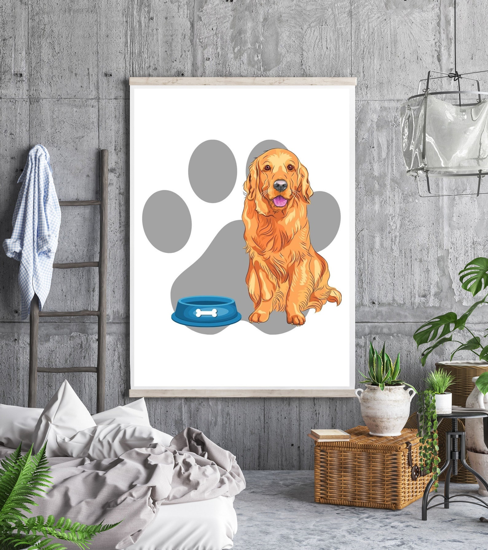Golden Retriever Art Golden Retriever Gifts Nursery Wall Etsy UK