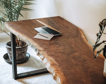 Wood Slab Desk Etsy