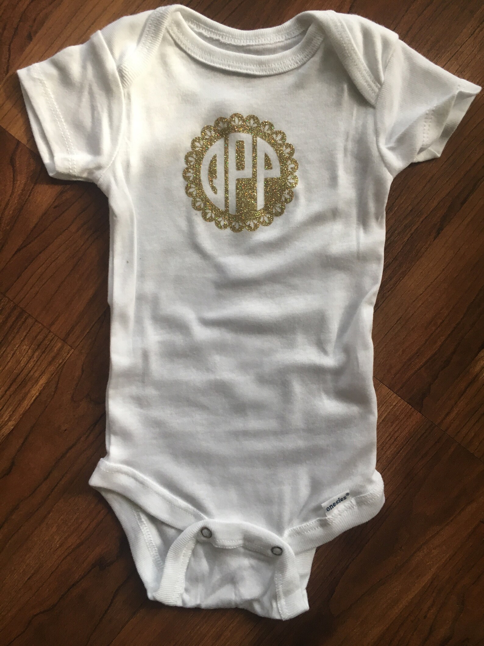 Personalized Circle Monogram Baby Onesie Etsy