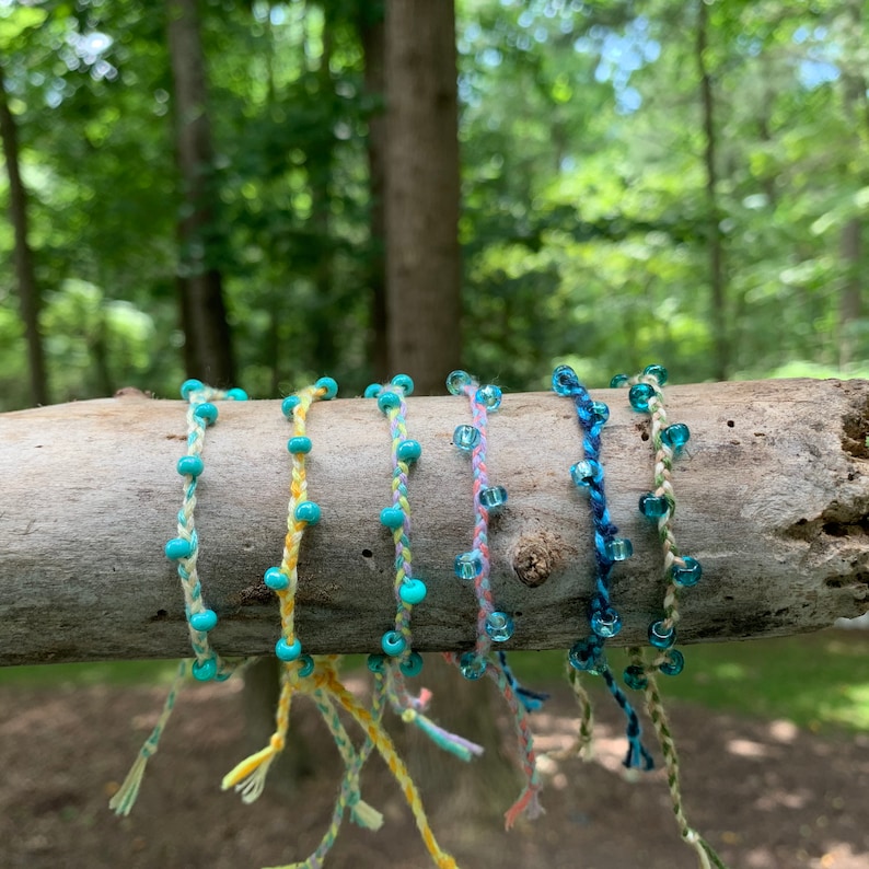 Braided String Bracelet With Beads // Friendship Bracelet // Etsy