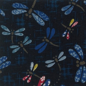 Dragonfly Print Fabric- Navy Blue | Quilting | Sewing | Dress Making | 100 % cotton |