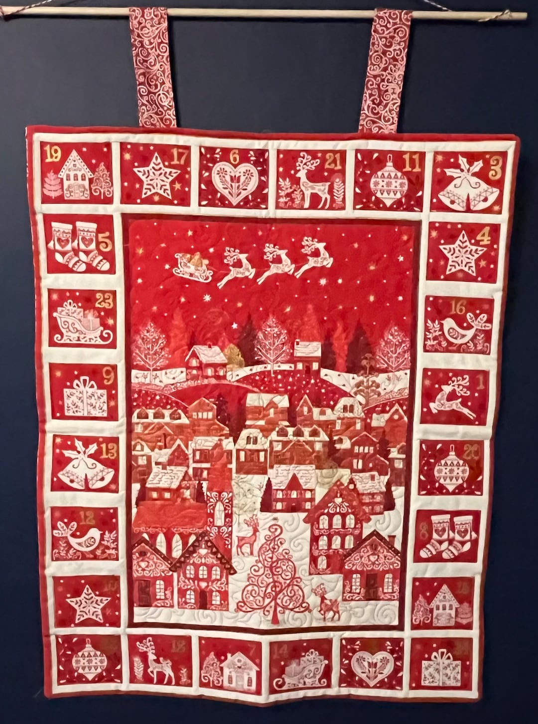 Advent Calendar Christmas Fabric Panel Scandi Red by Makower Fabrics - Etsy