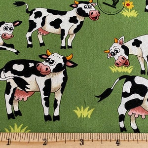 Farm Fun Cow Print Fabric | Quilting | Sewing | Dress Making | 100 % cotton |
