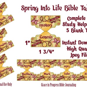 Mixed Media Bible Tabs, Women&#39;s Large Print Bible Tabs, 66 Books of the Bible, Bible Tab Stickers, Scripture Art Printable, Bible Book Tabs