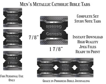 Onglets de la Bible catholique en gros caractères pour hommes, onglets de la Bible catholique, onglets de la Bible recto-verso, onglets de la Bible d'étude, livres de la Bible, téléchargement immédiat