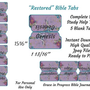 Mixed Media Bible Tabs, Women’s Large Print Bible Tabs, 66 Books of the Bible, Bible Tab Stickers, Scripture Art Printable, Bible Book Tabs