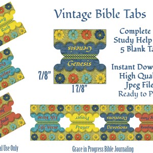 Onglets bibliques vintage, Tabs bibliques en gros caractères pour femmes, 66 livres de la Bible, autocollants d’onglets bibliques, écritures imprimables, onglets bibliques imprimables